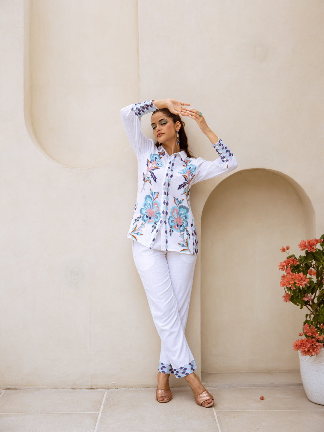 Kesina embroidery white co-ord set