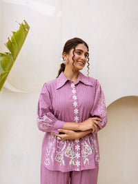 Jazz embroidery mauve  co-ord set