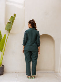 Jazz embroidery teal green co-ord set