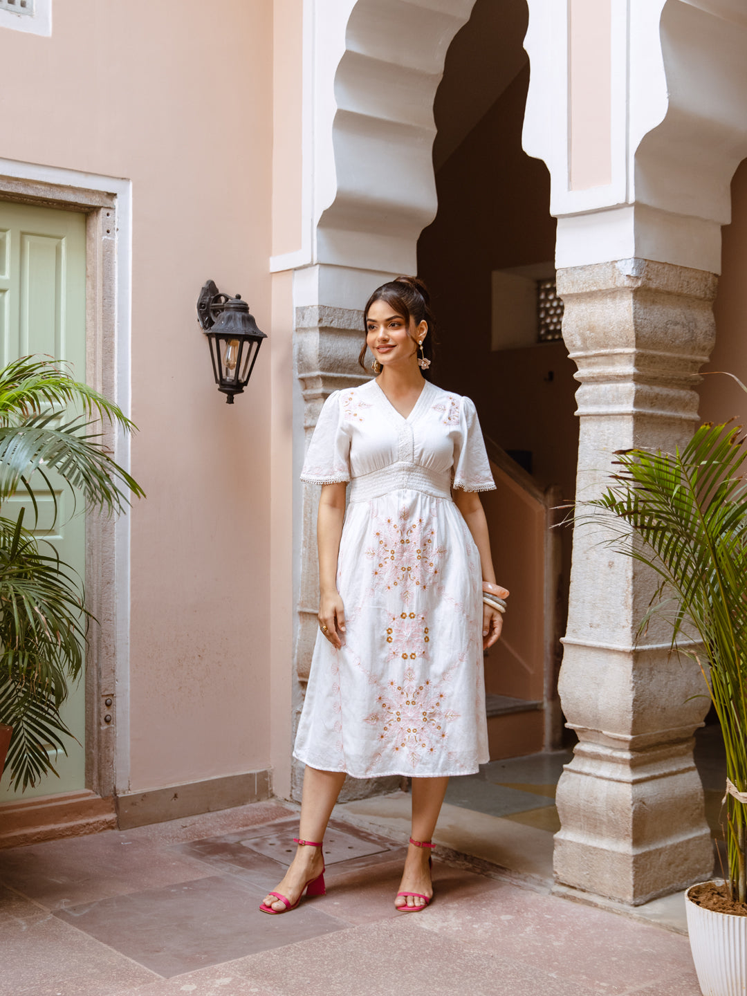 Levi White Embroidery Dress