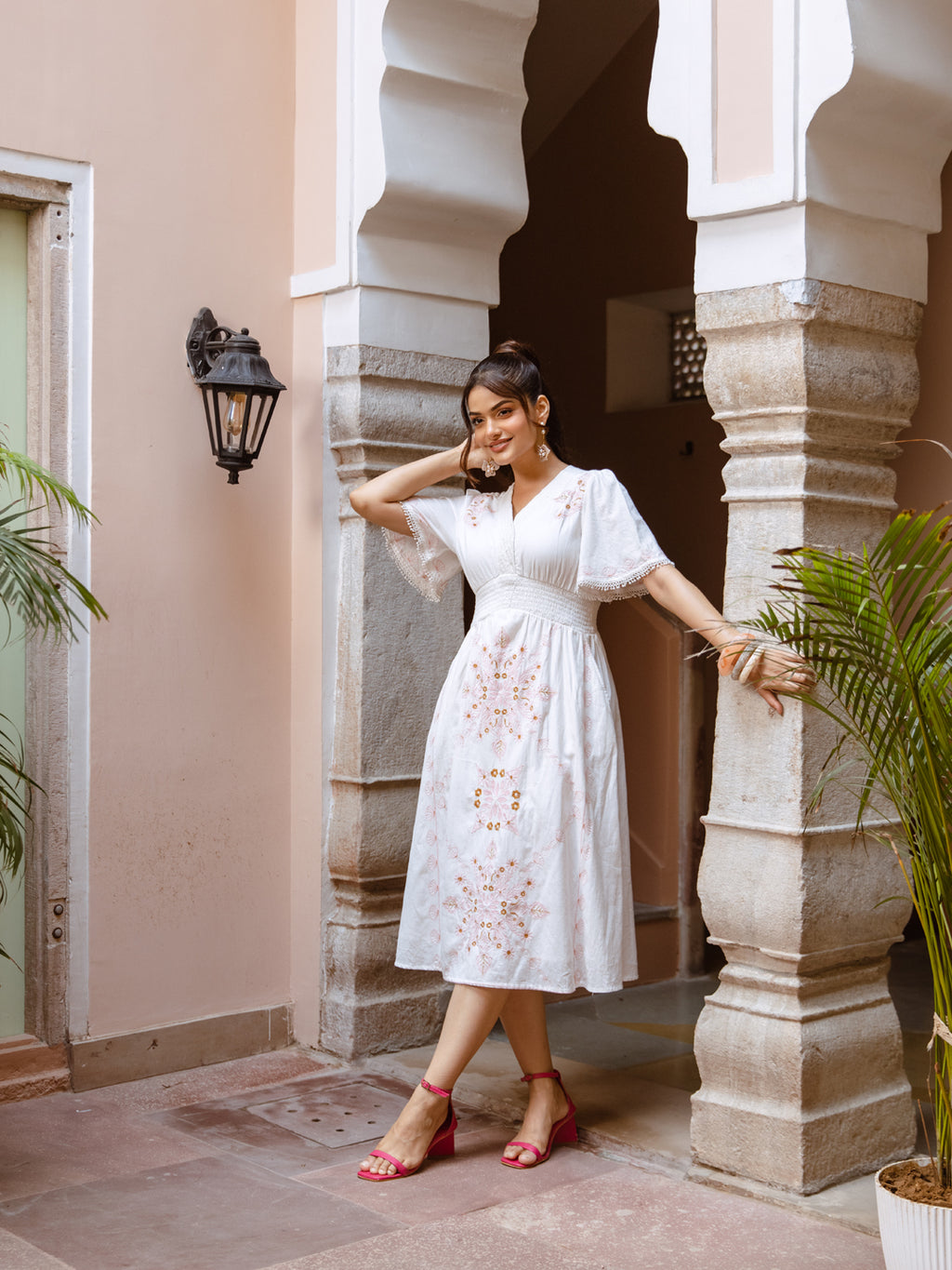 Levi White Embroidery Dress