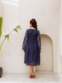 Aria embroidery blue dress