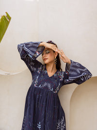 Aria embroidery blue dress