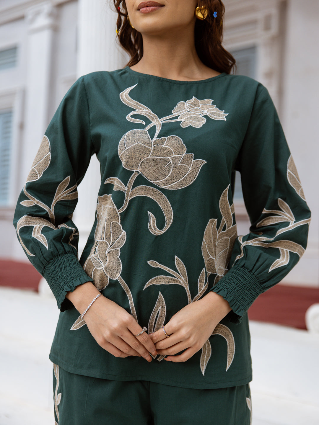 Lovisha teal  embroidery co-ord set