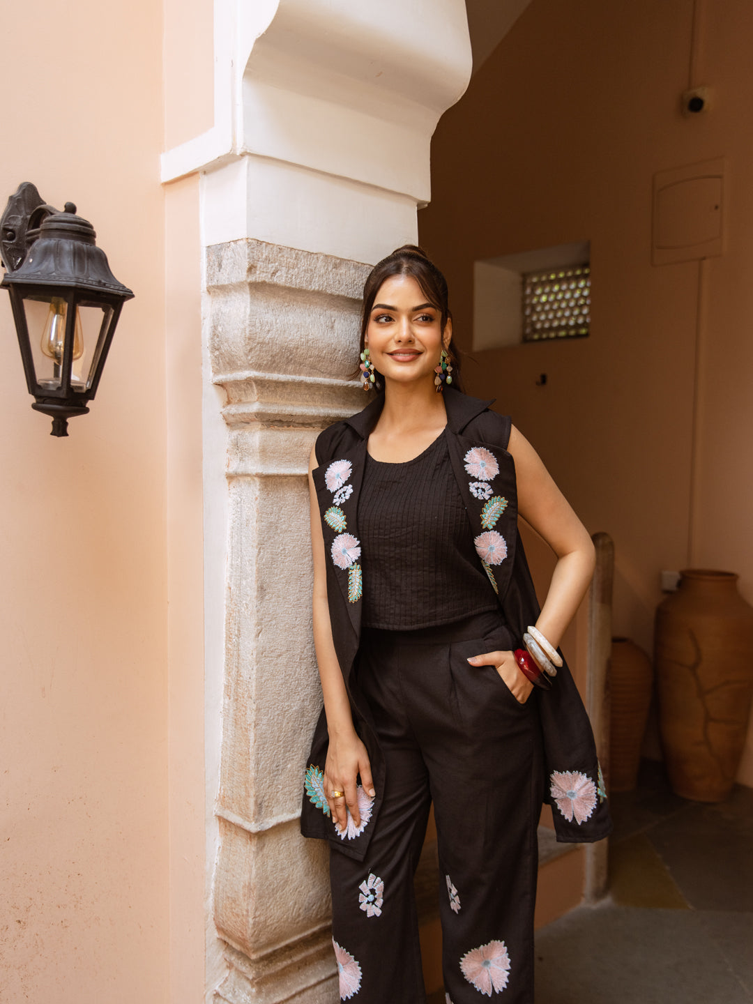 Nobi Black Embroidery Co-ord set