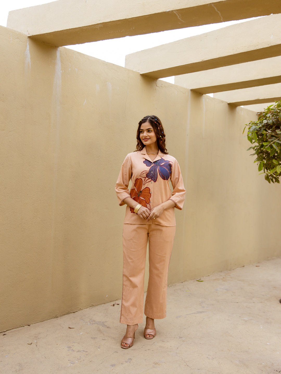 Nalynee Apricot Embroidery Co-ord set
