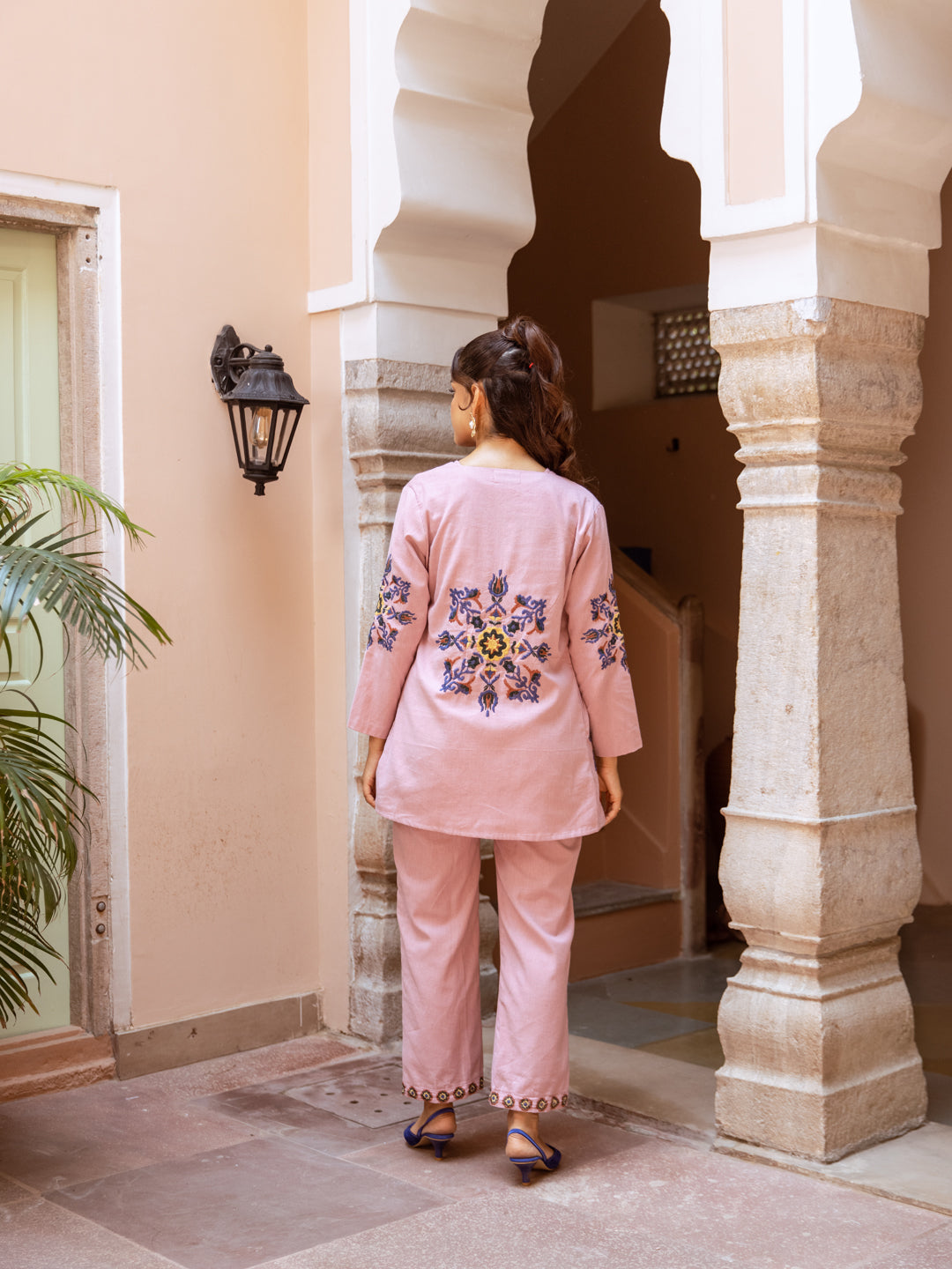 Ada Pink  Embroidery Co-ord set
