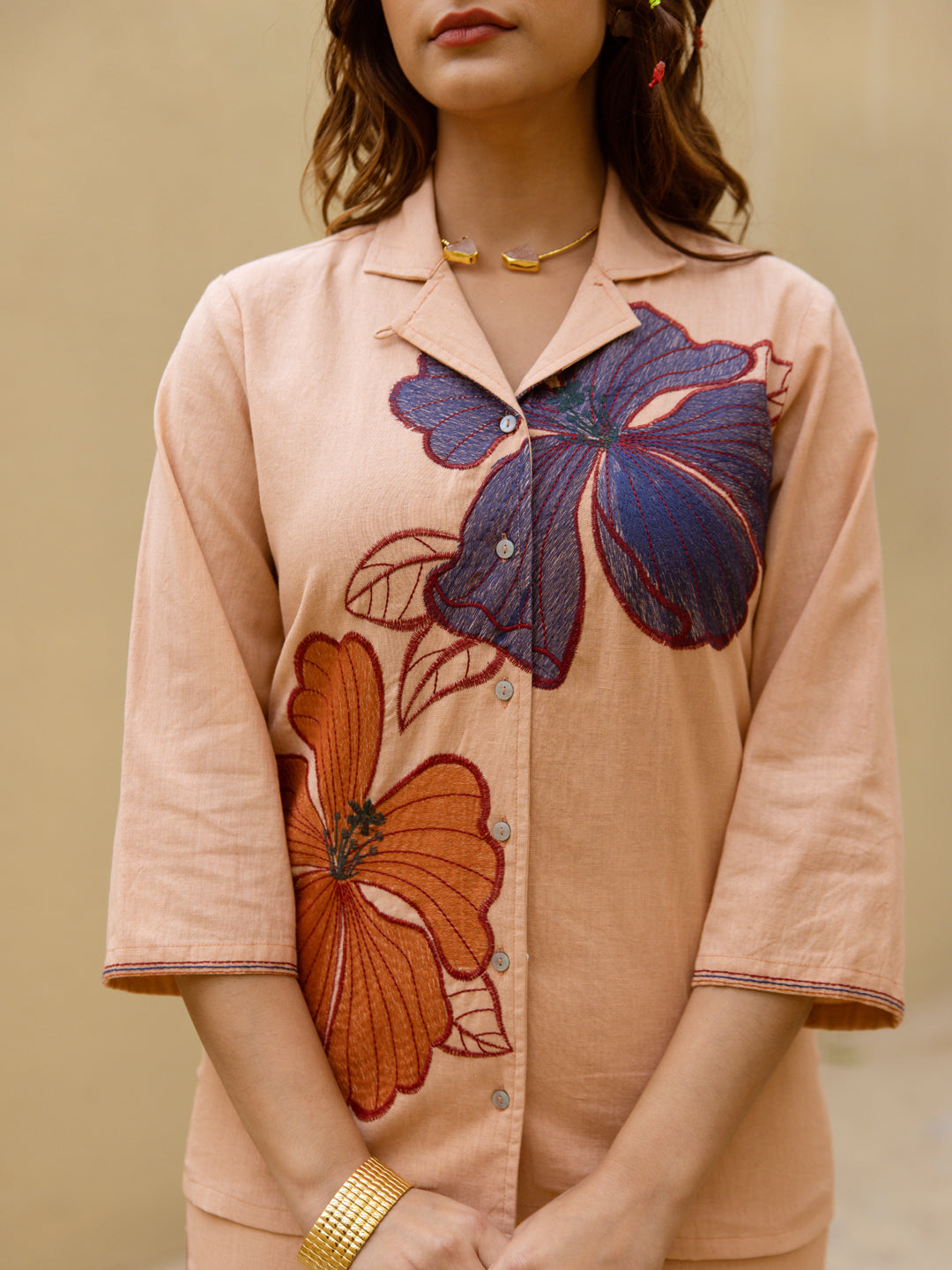 Nalynee Apricot Embroidery Co-ord set