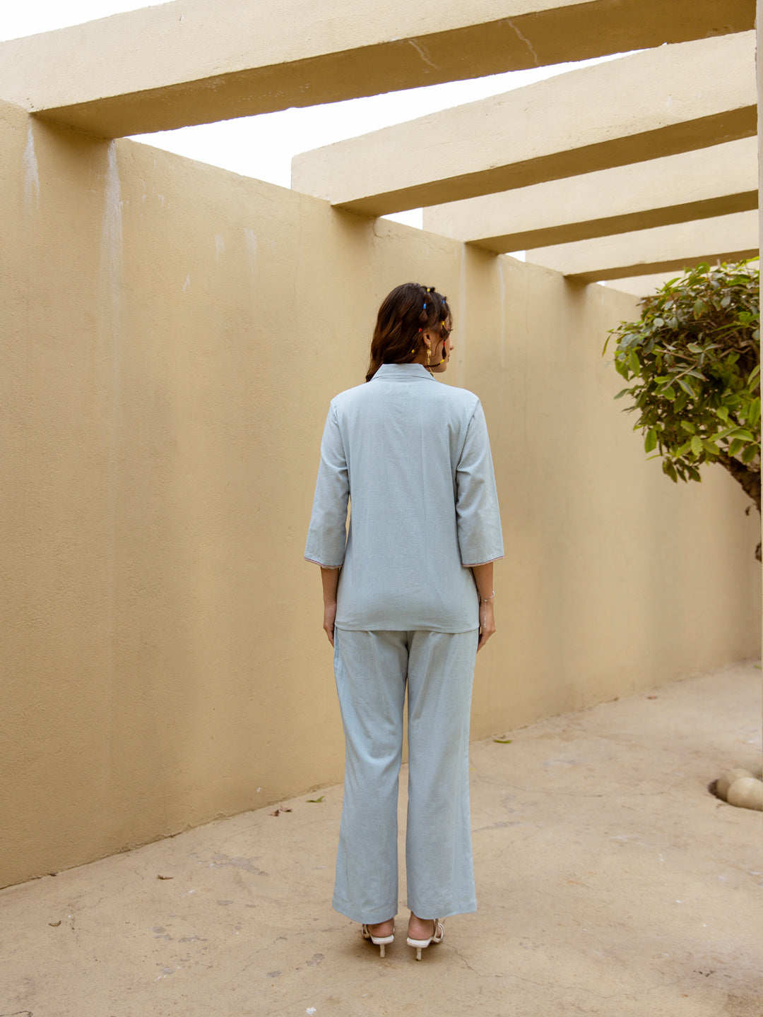 Nalynee Sky Blue  Embroidery Co-ord set