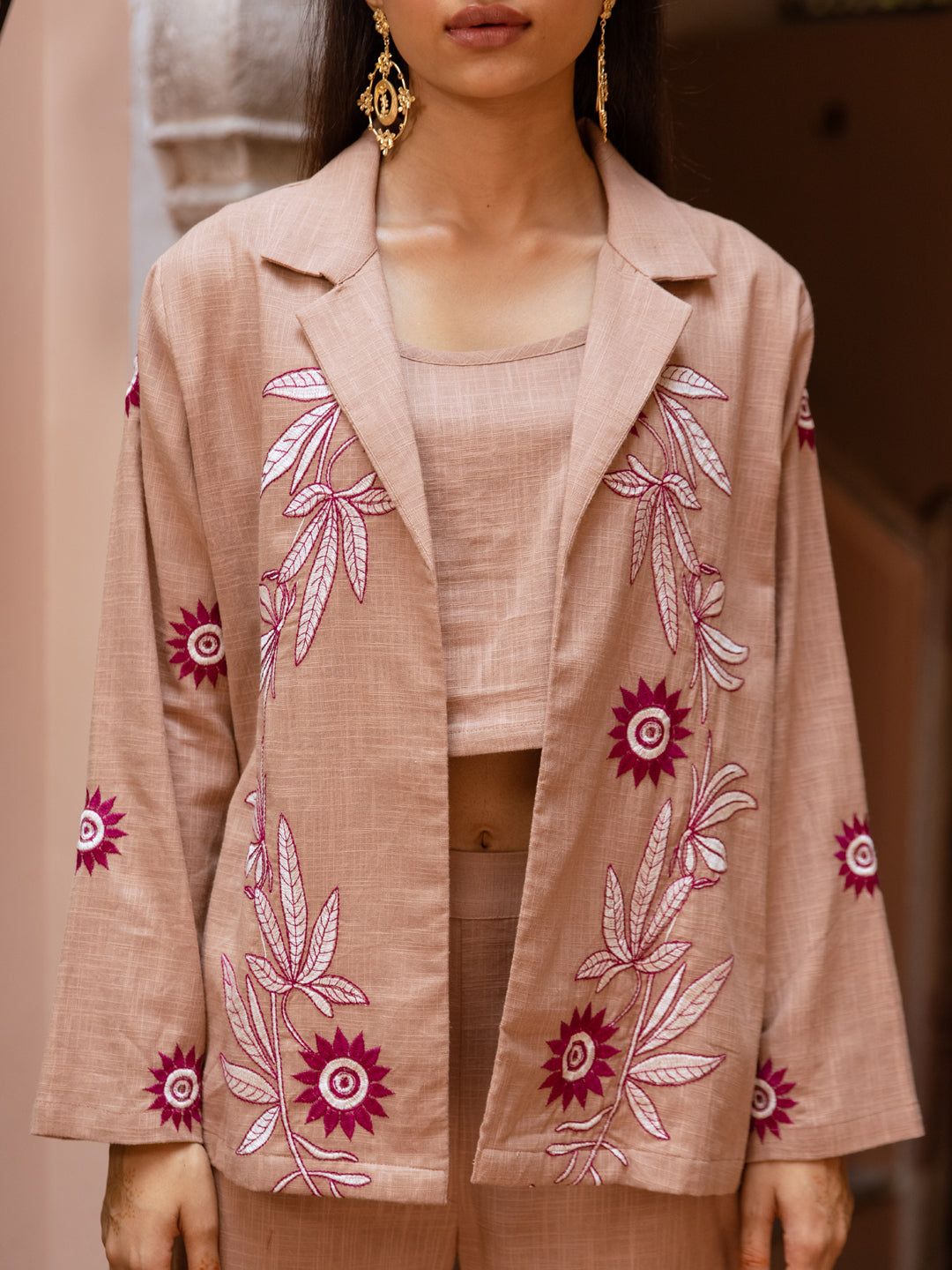 Blazzer Rust  Embroidery Co-ord Set