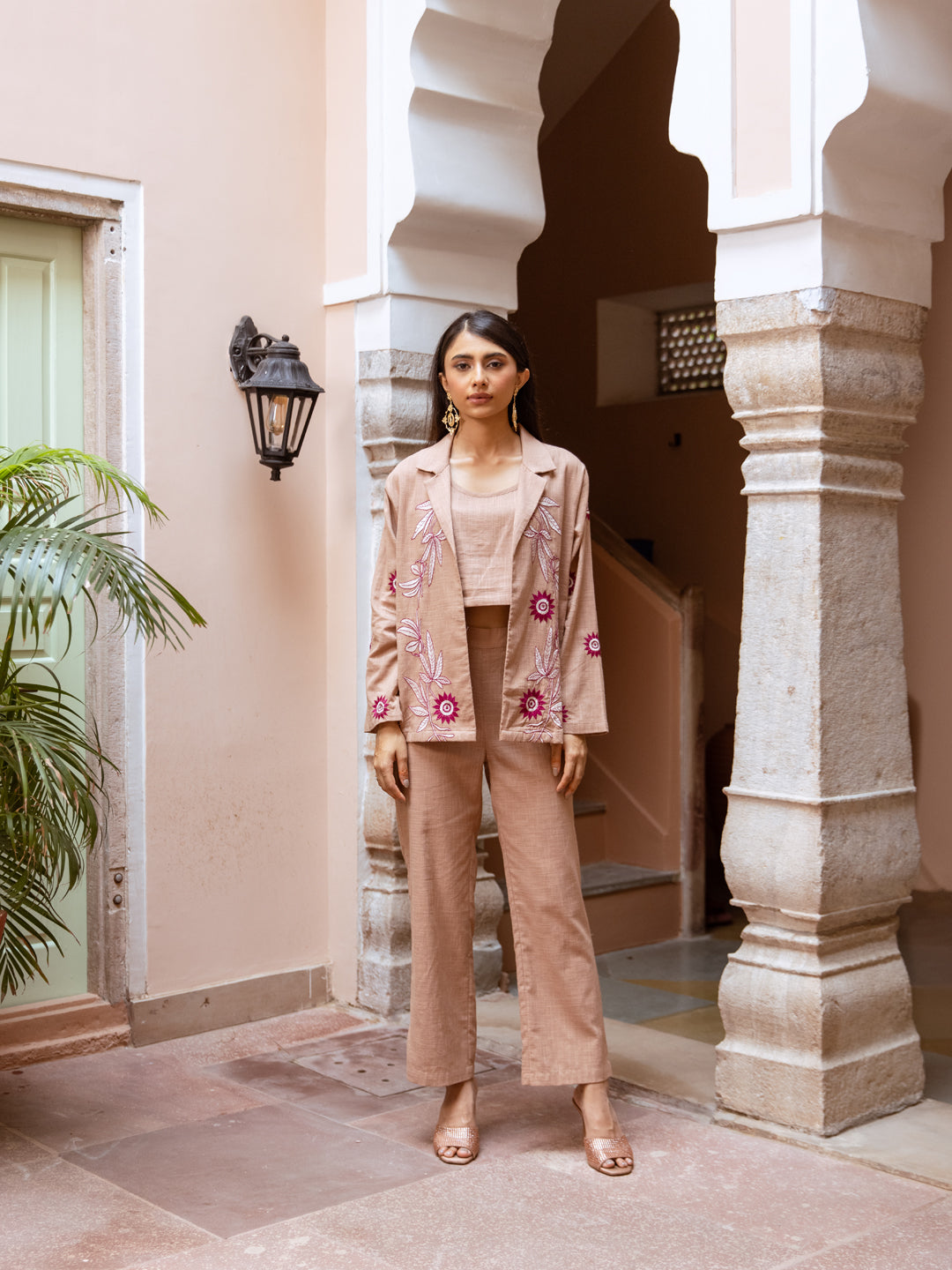Blazzer Rust  Embroidery Co-ord Set