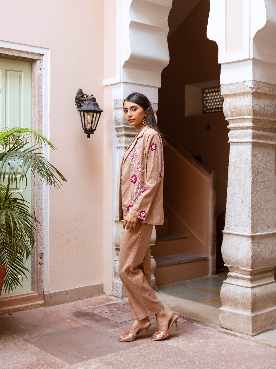 Blazzer Rust  Embroidery Co-ord Set