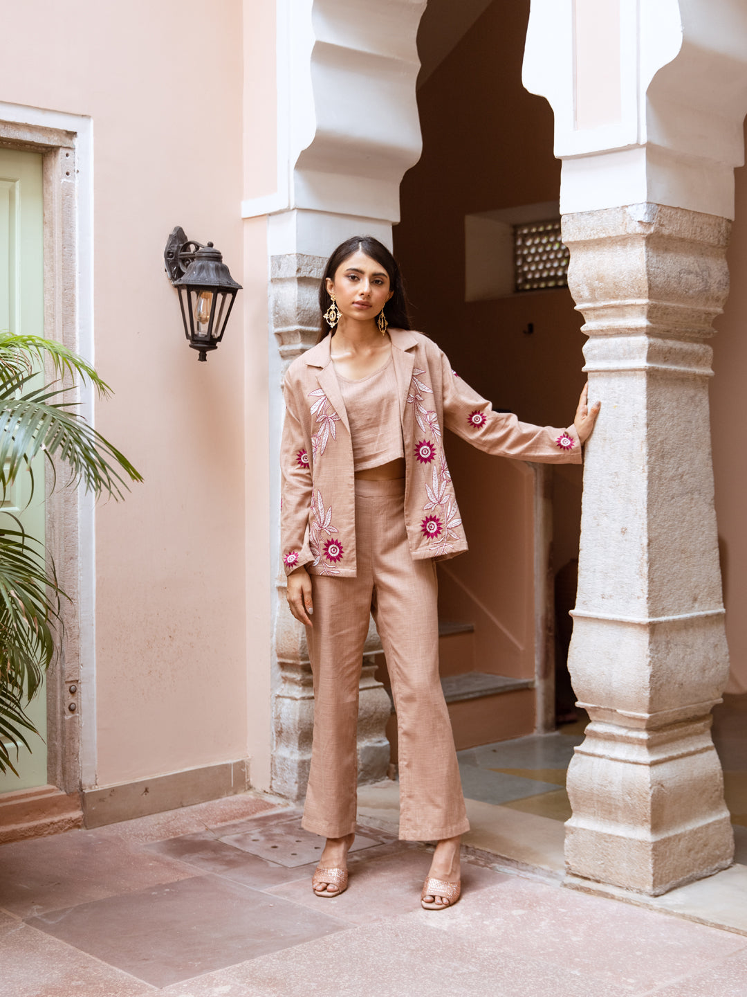 Blazzer Rust  Embroidery Co-ord Set
