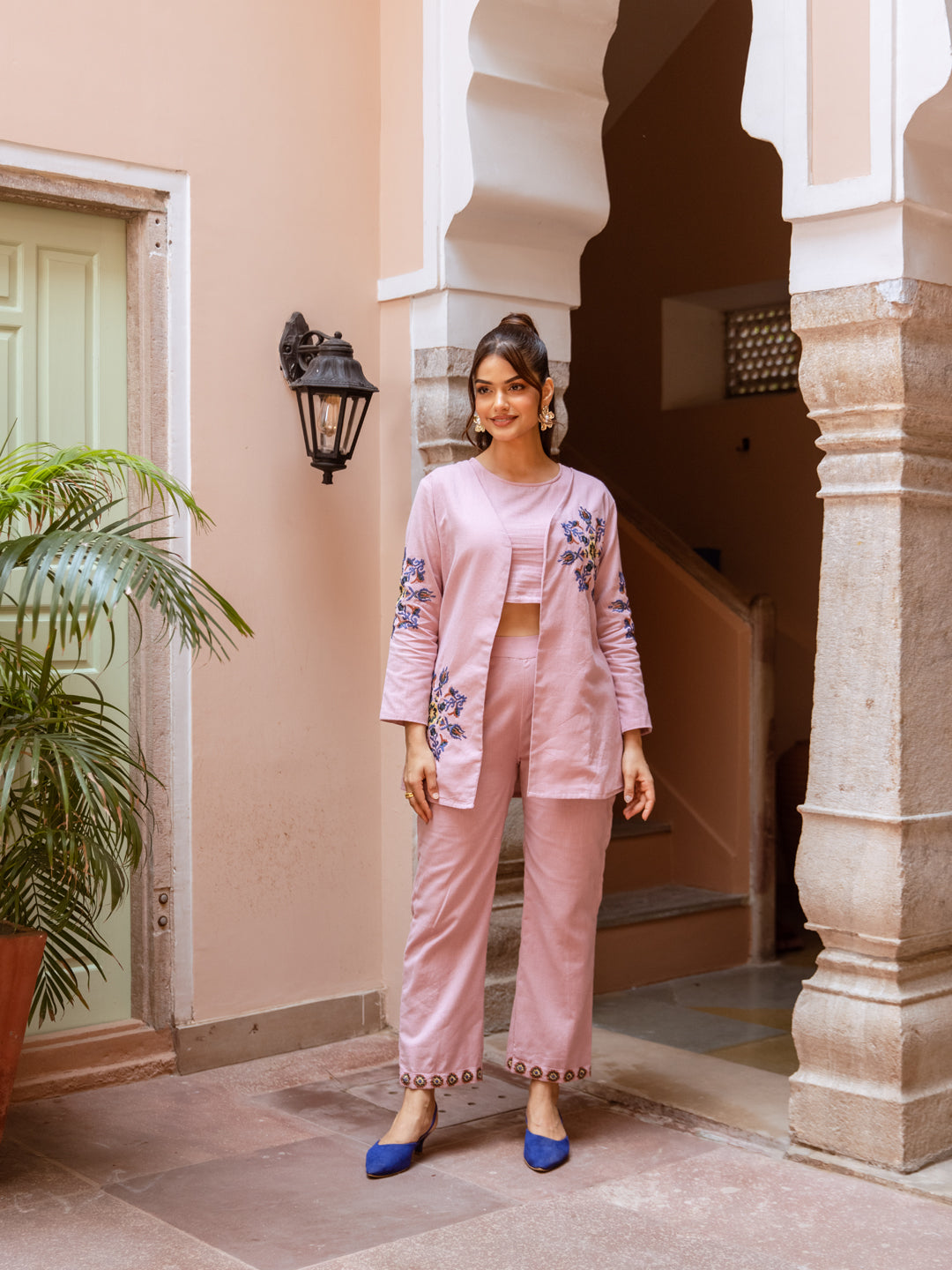 Ada Pink  Embroidery Co-ord set