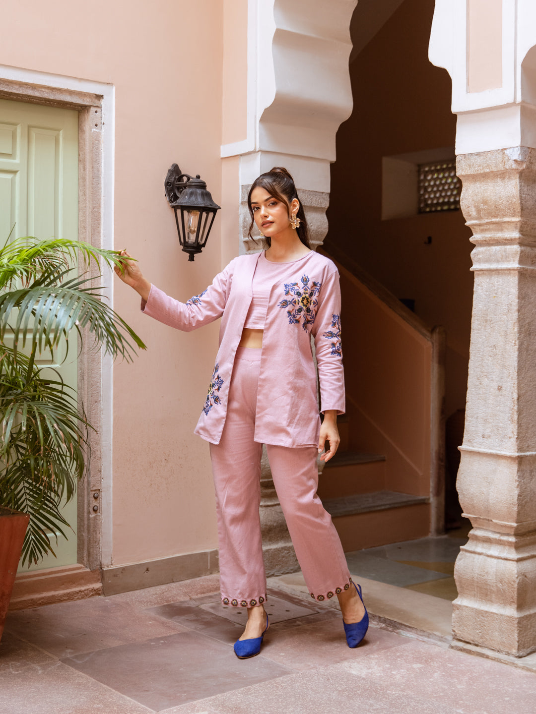 Ada Pink  Embroidery Co-ord set