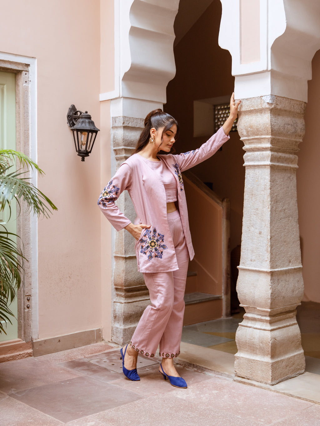 Ada Pink  Embroidery Co-ord set