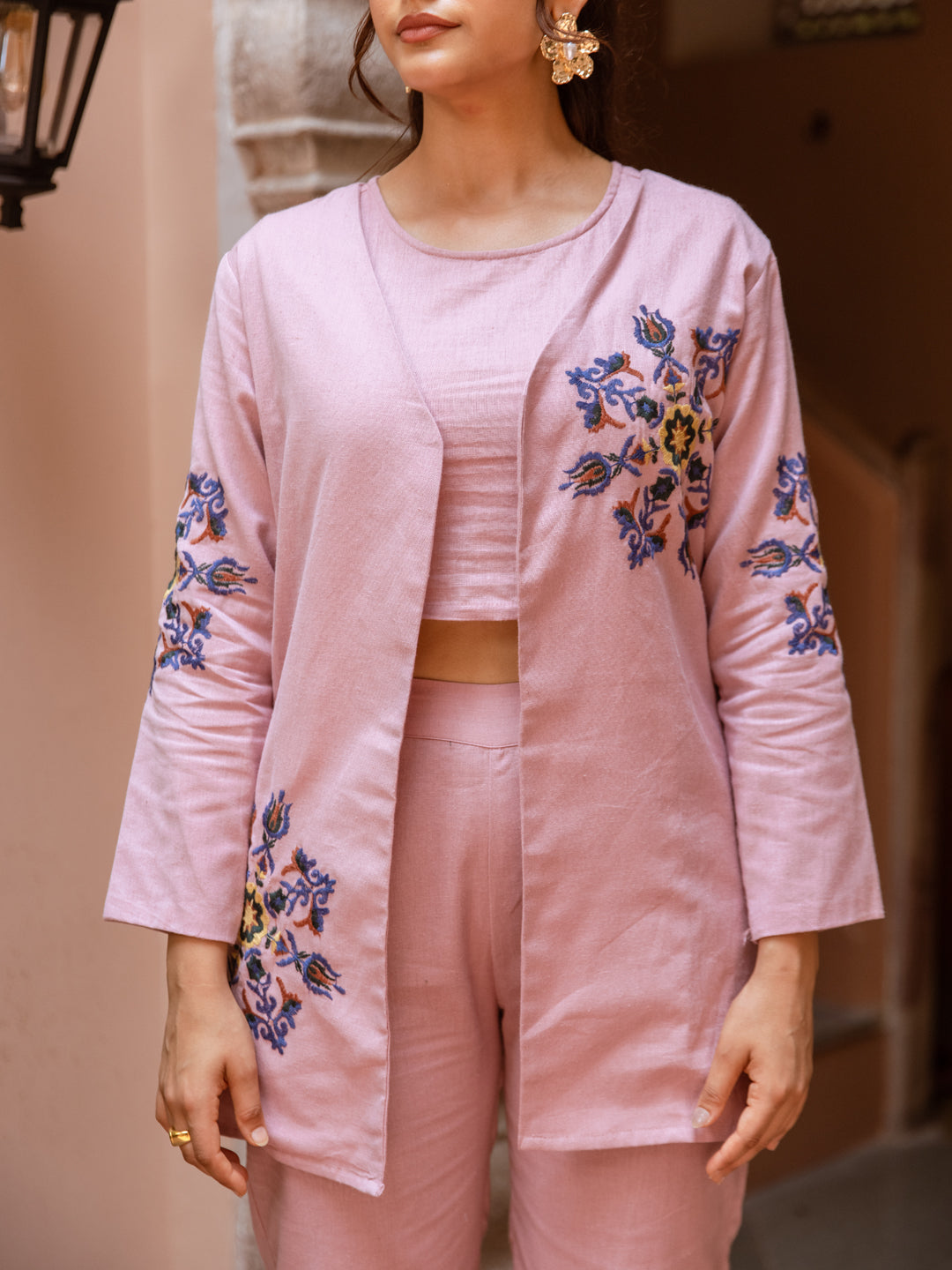 Ada Pink  Embroidery Co-ord set