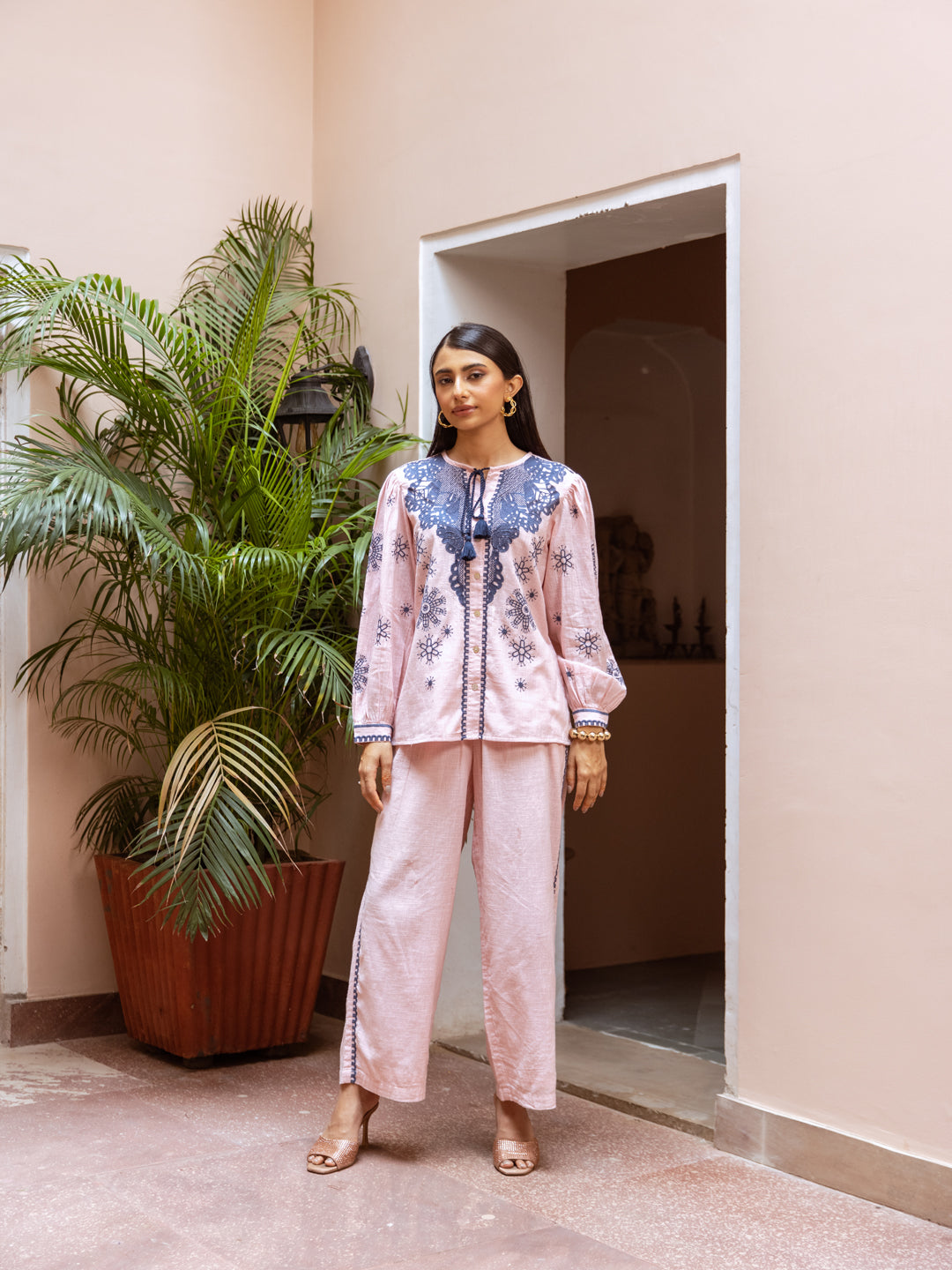 Bhakti Pink  Embroidery Co-ord set