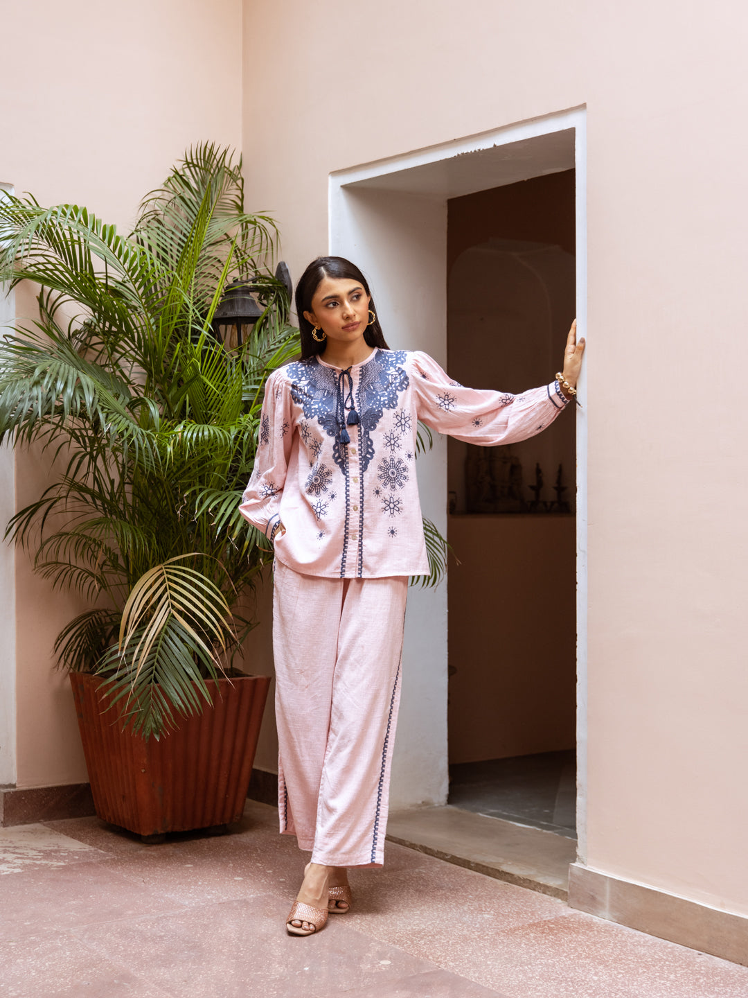 Bhakti Pink  Embroidery Co-ord set
