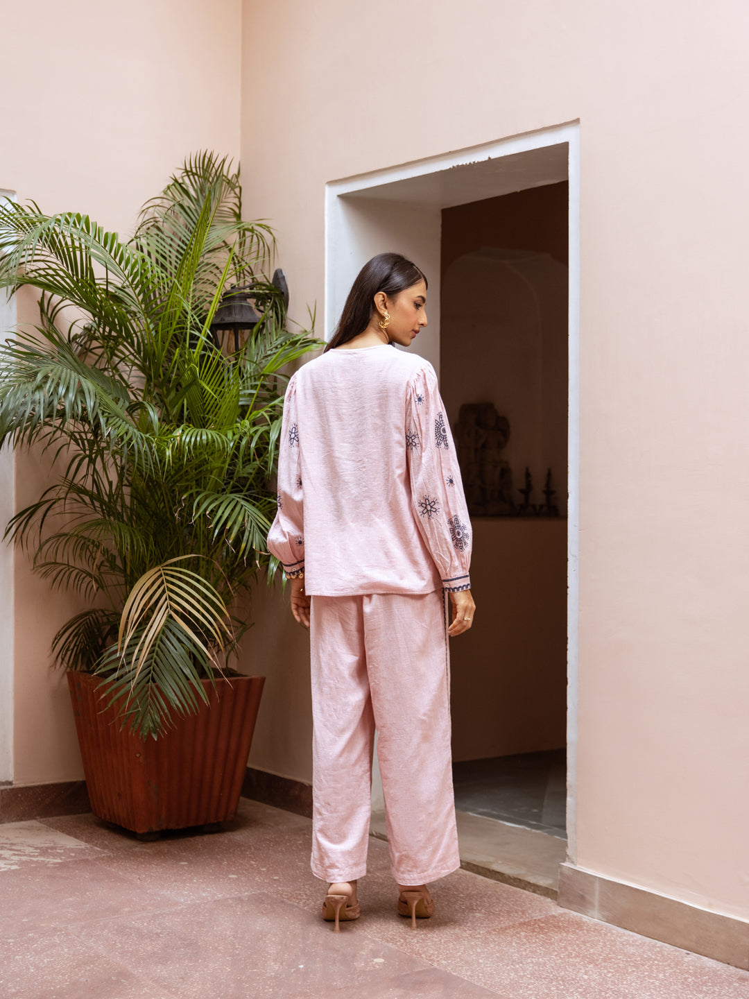 Bhakti Pink  Embroidery Co-ord set