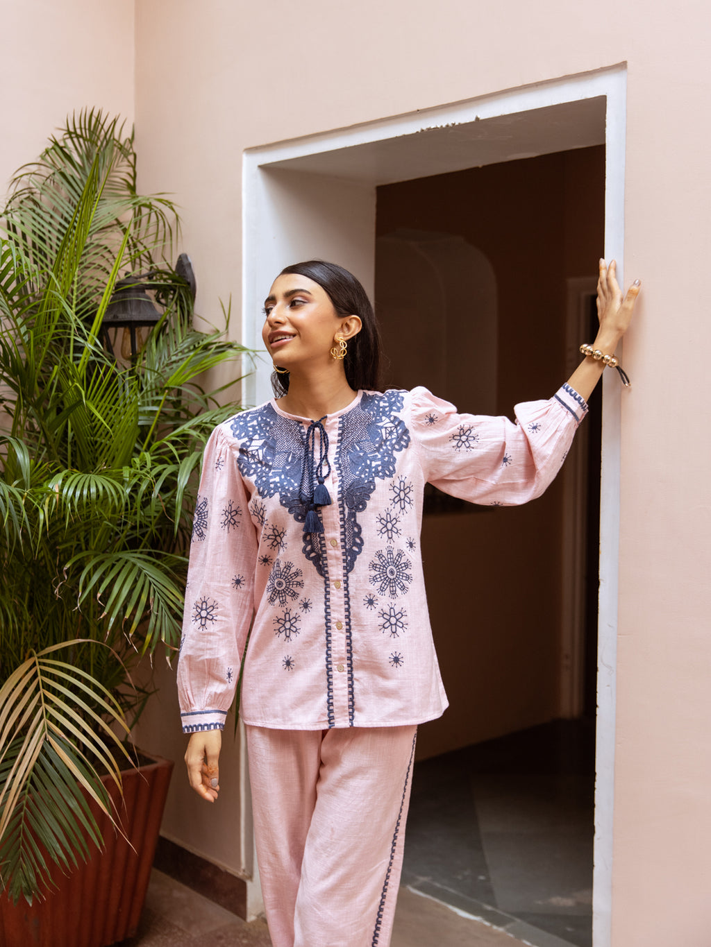 Bhakti Pink  Embroidery Co-ord set
