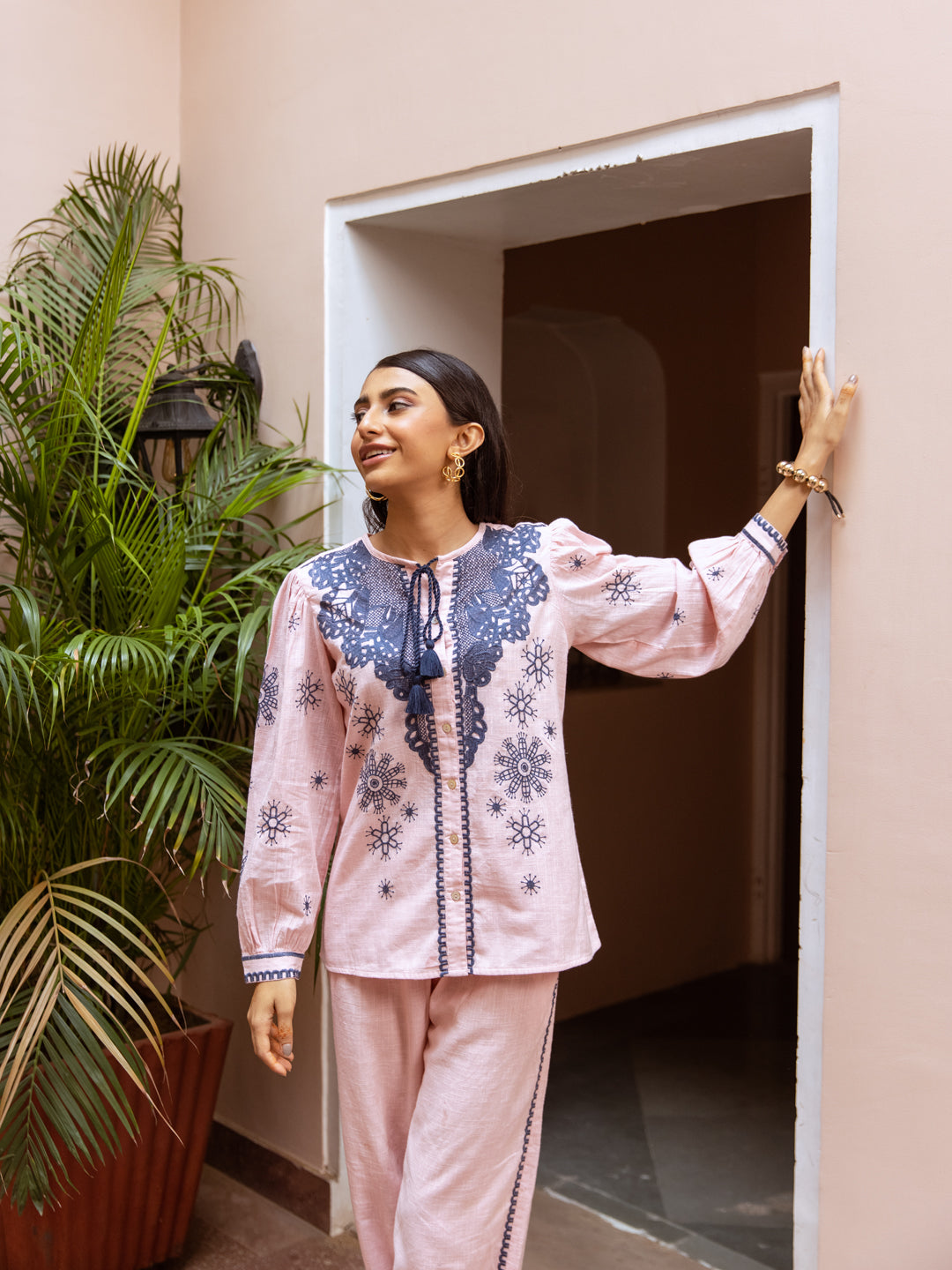 Bhakti Pink  Embroidery Co-ord set
