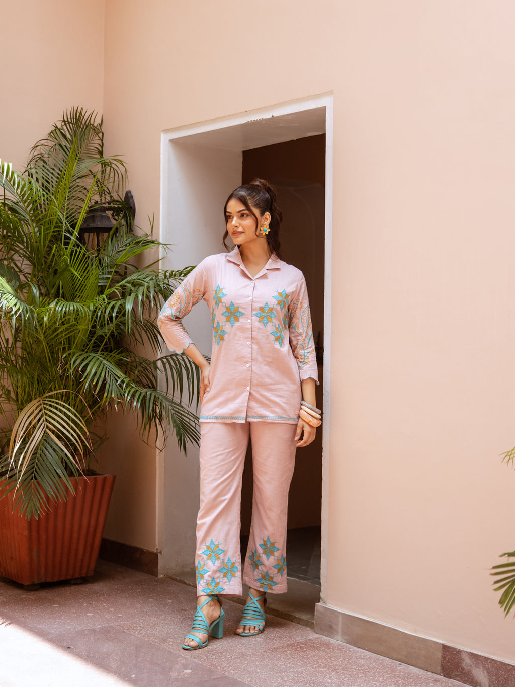 Nagma Pink Embroidery Co-ord set