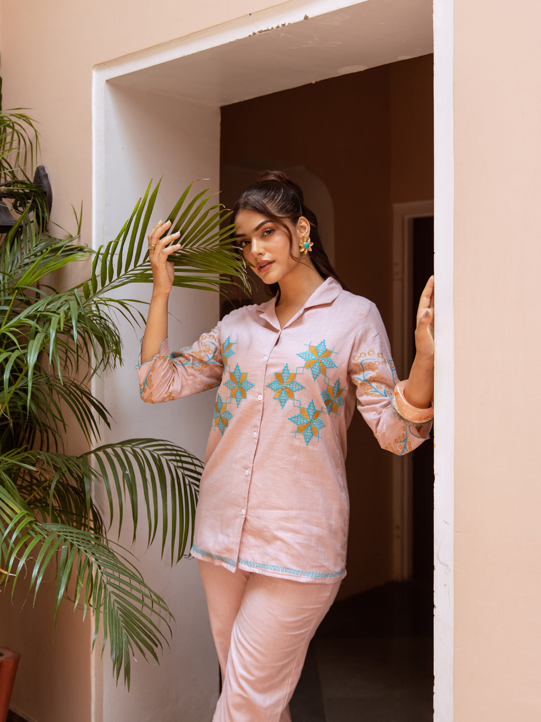 Nagma Pink Embroidery Co-ord set