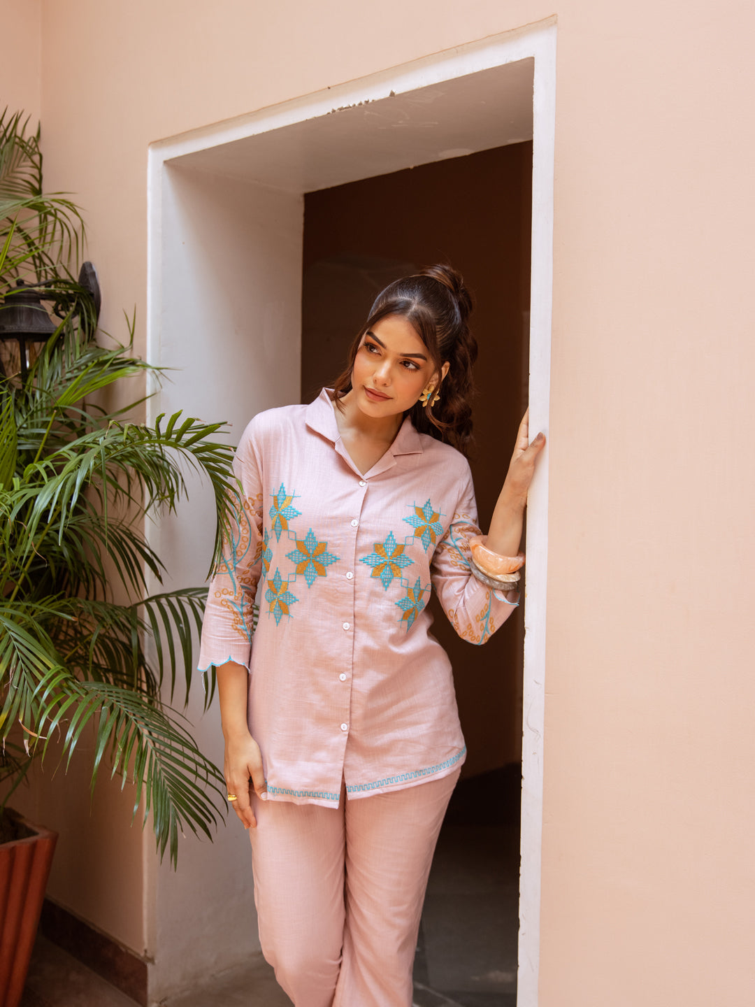 Nagma Pink Embroidery Co-ord set