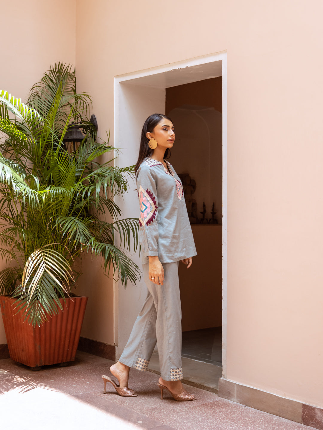 Hassle Grey Embroidery Co-ord set