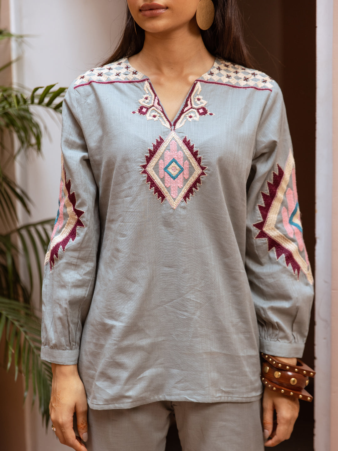 Hassle Grey Embroidery Co-ord set