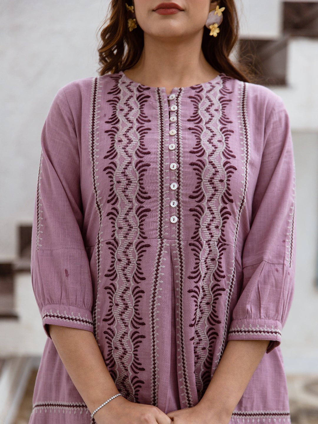 Enos Pink  Embroidery Dress