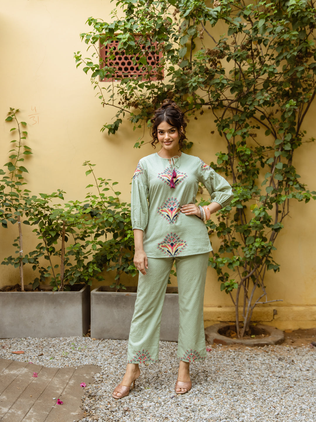 Piper Green Embroidery Co-ord set