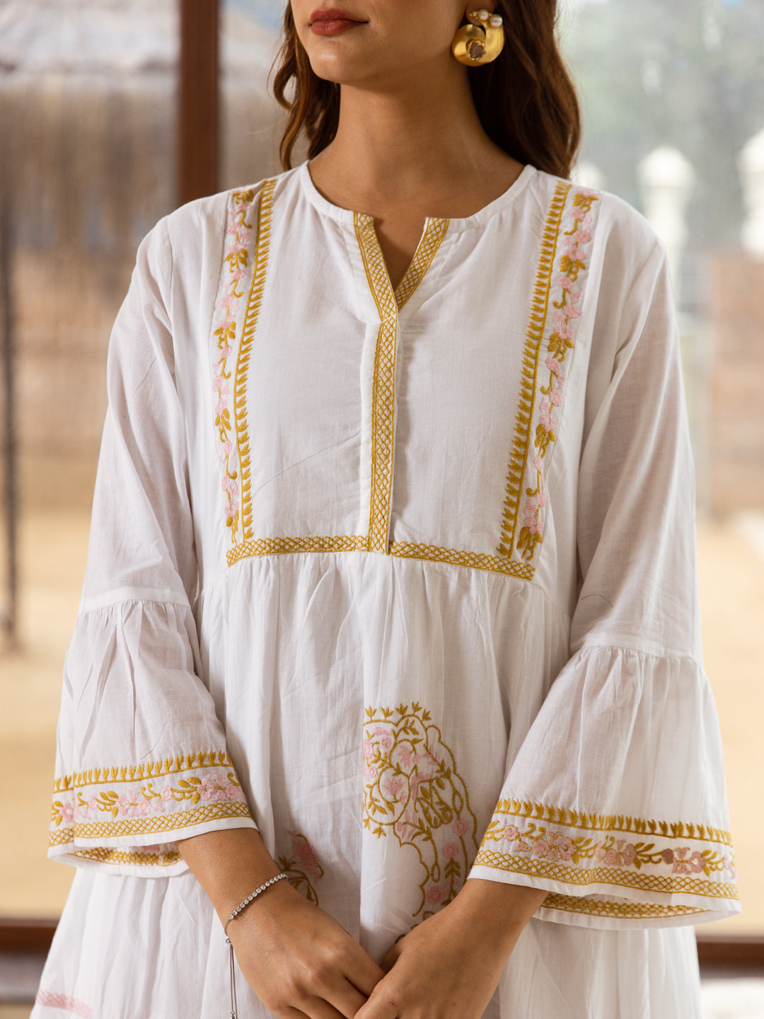 Blue Star White Embroidery Dress