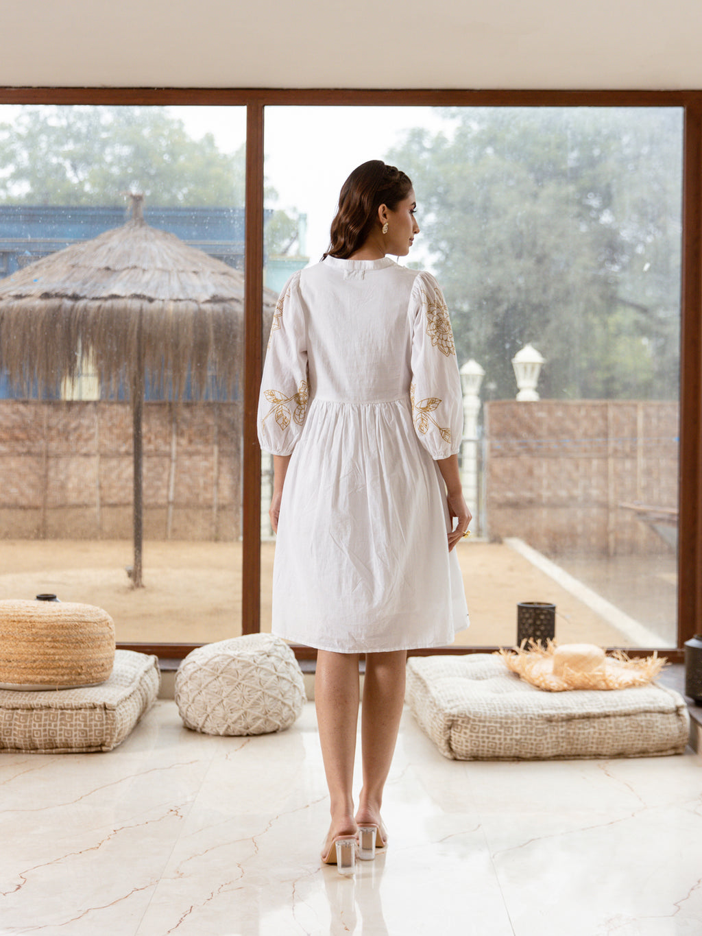 Smart White Embroidery Dress