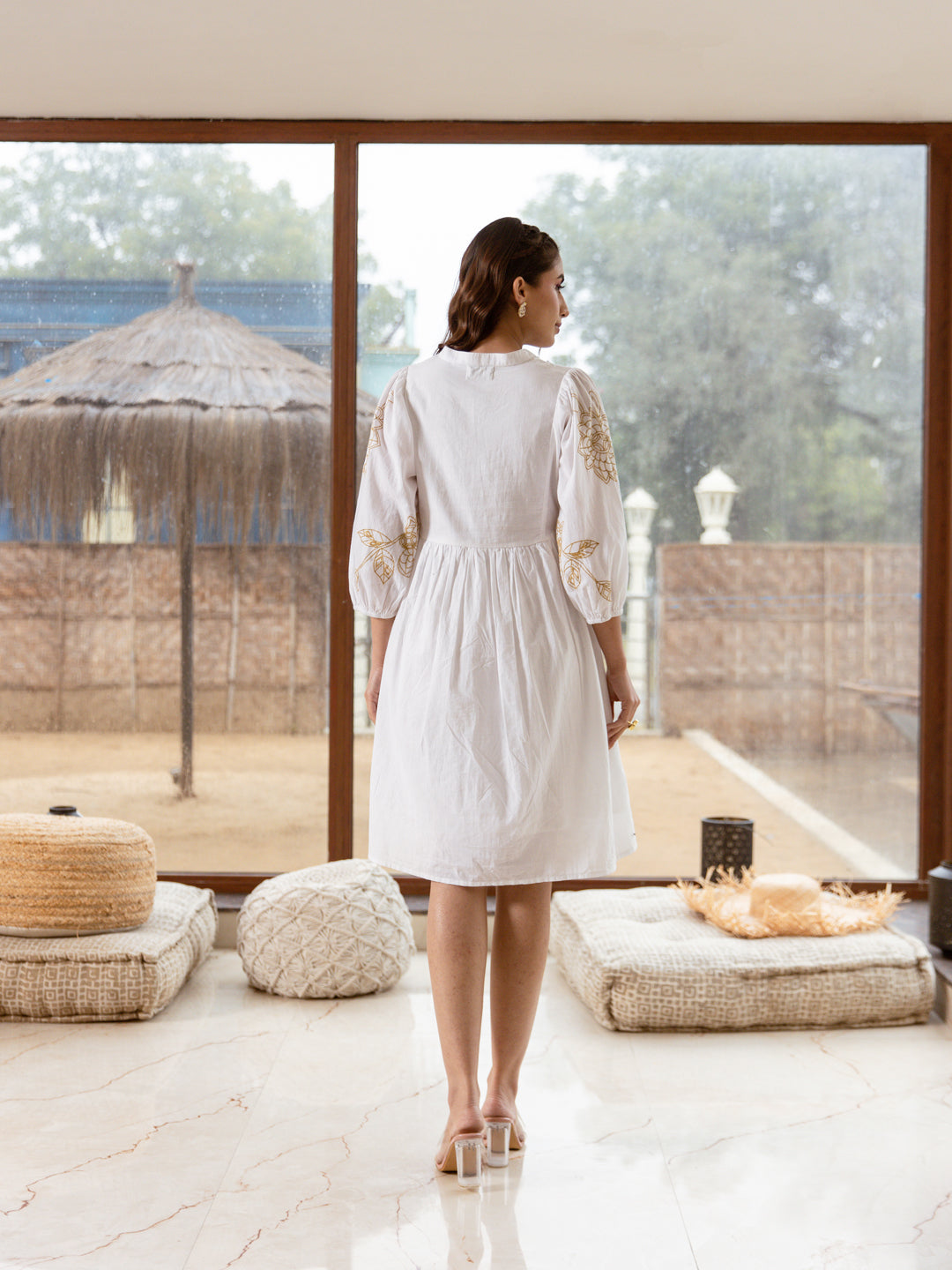 Smart White Embroidery Dress