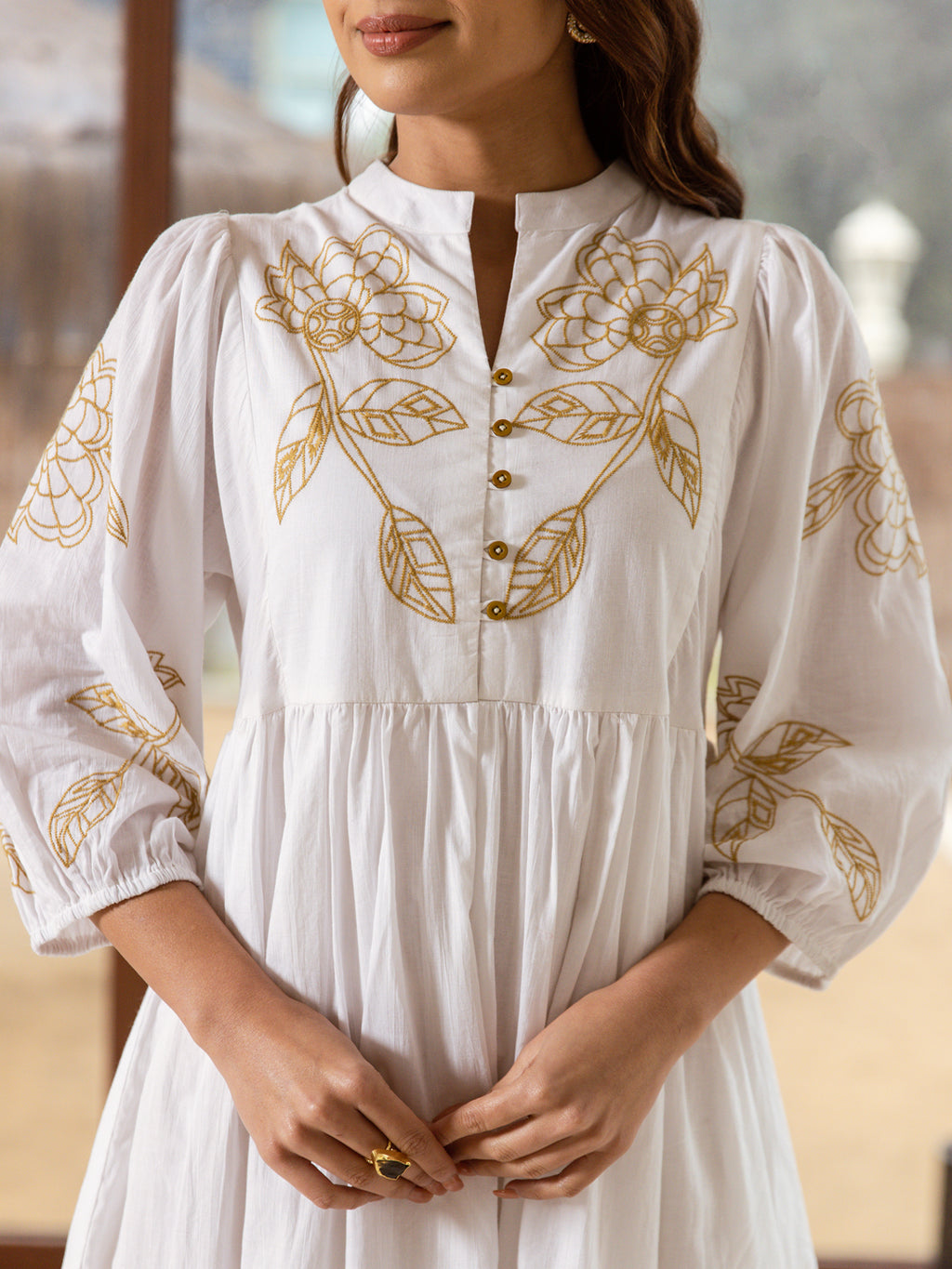 Smart White Embroidery Dress