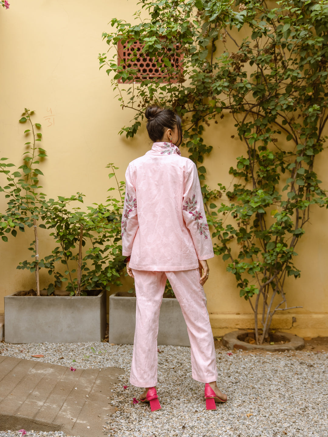 Blazzer Pink Embroidery Co-ord Set