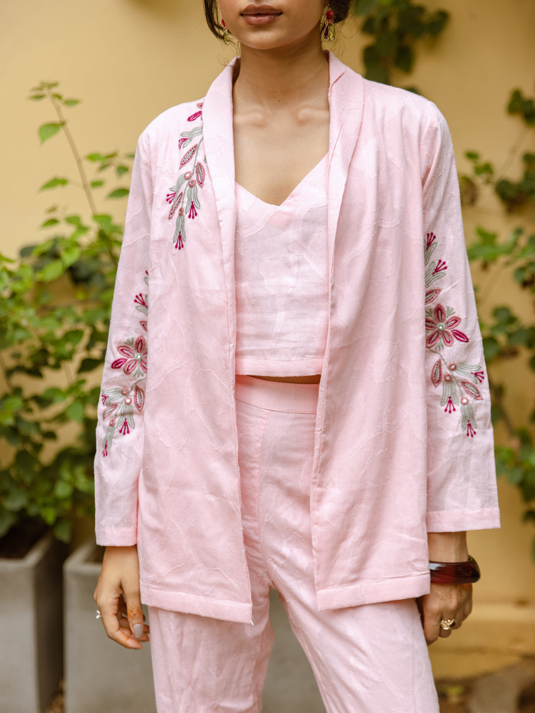 Blazzer Pink Embroidery Co-ord Set