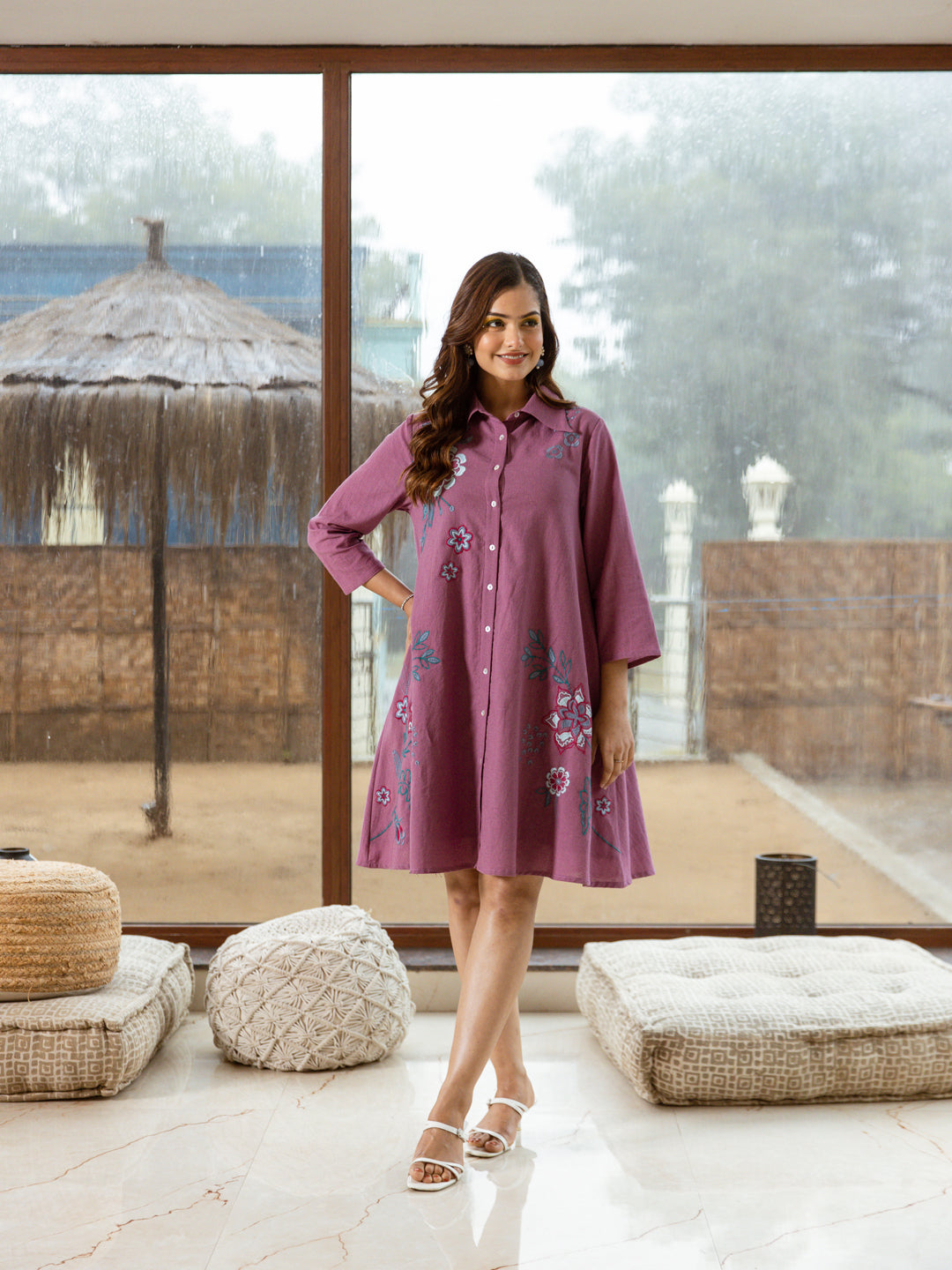 Basita Mauve Embroidery Dress
