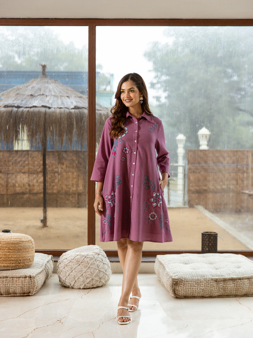 Basita Mauve Embroidery Dress
