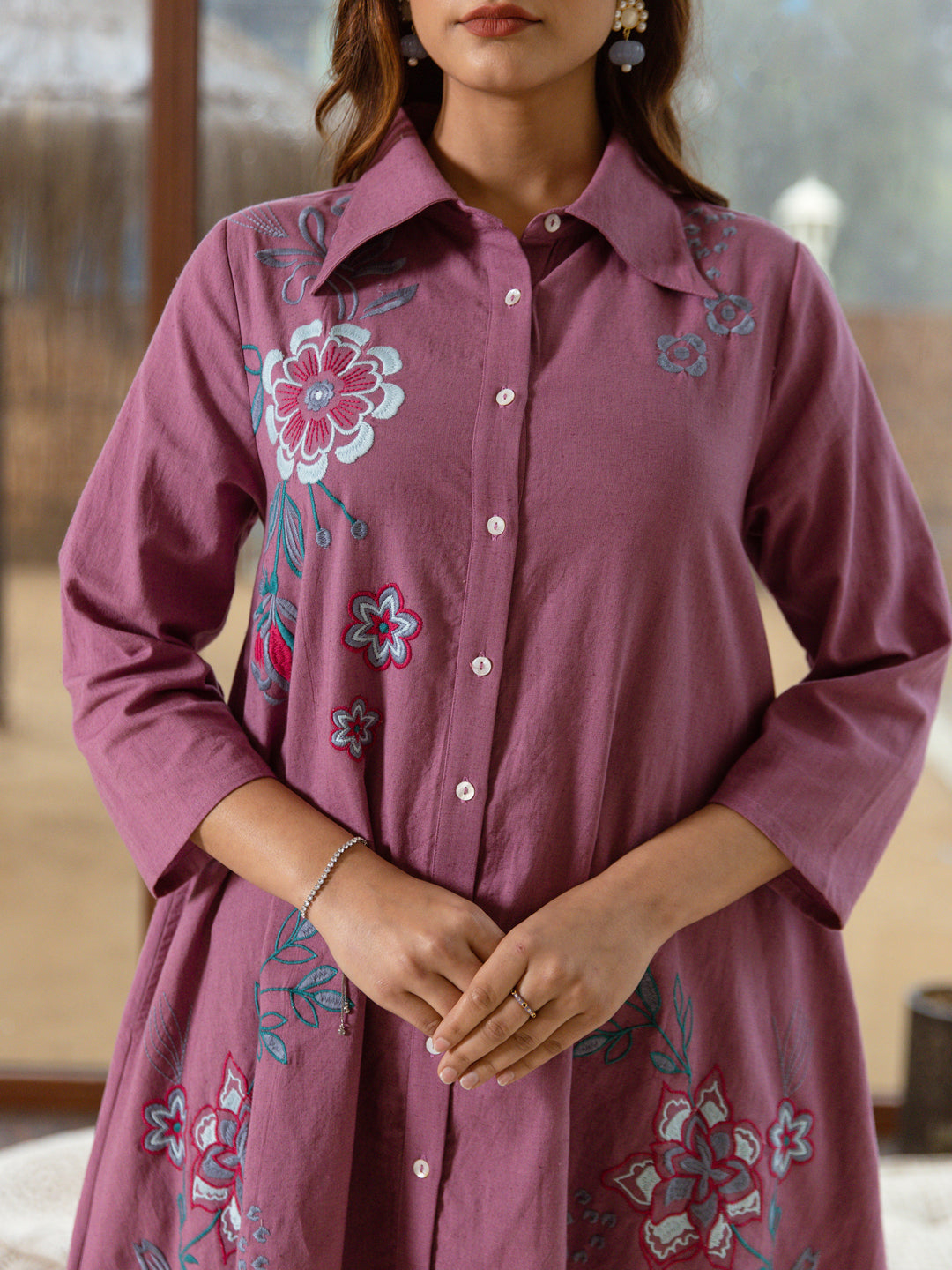 Basita Mauve Embroidery Dress