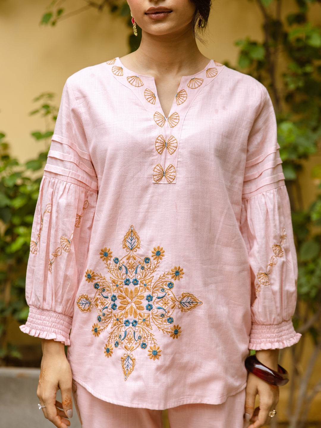 Harpper Pink  Embroidery Co-ord set
