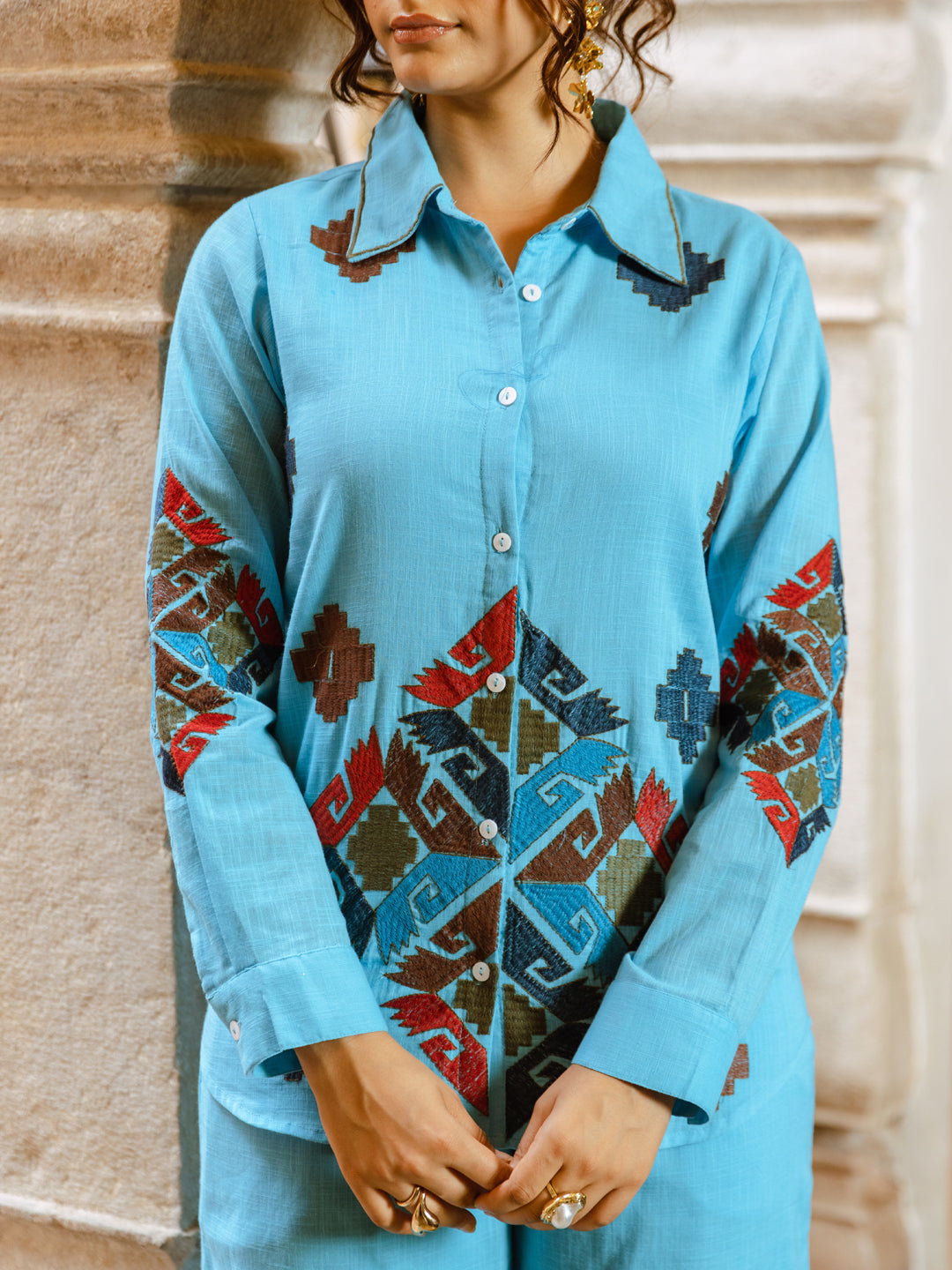 Leo Sky Blue Embroidery Co-ord set