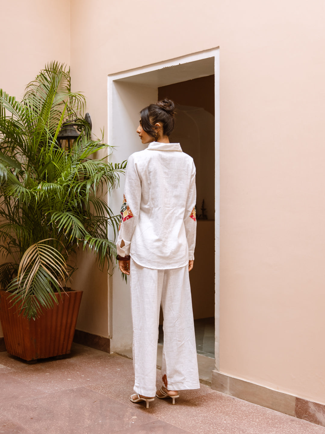 Leo White Embroidery Co-ord set