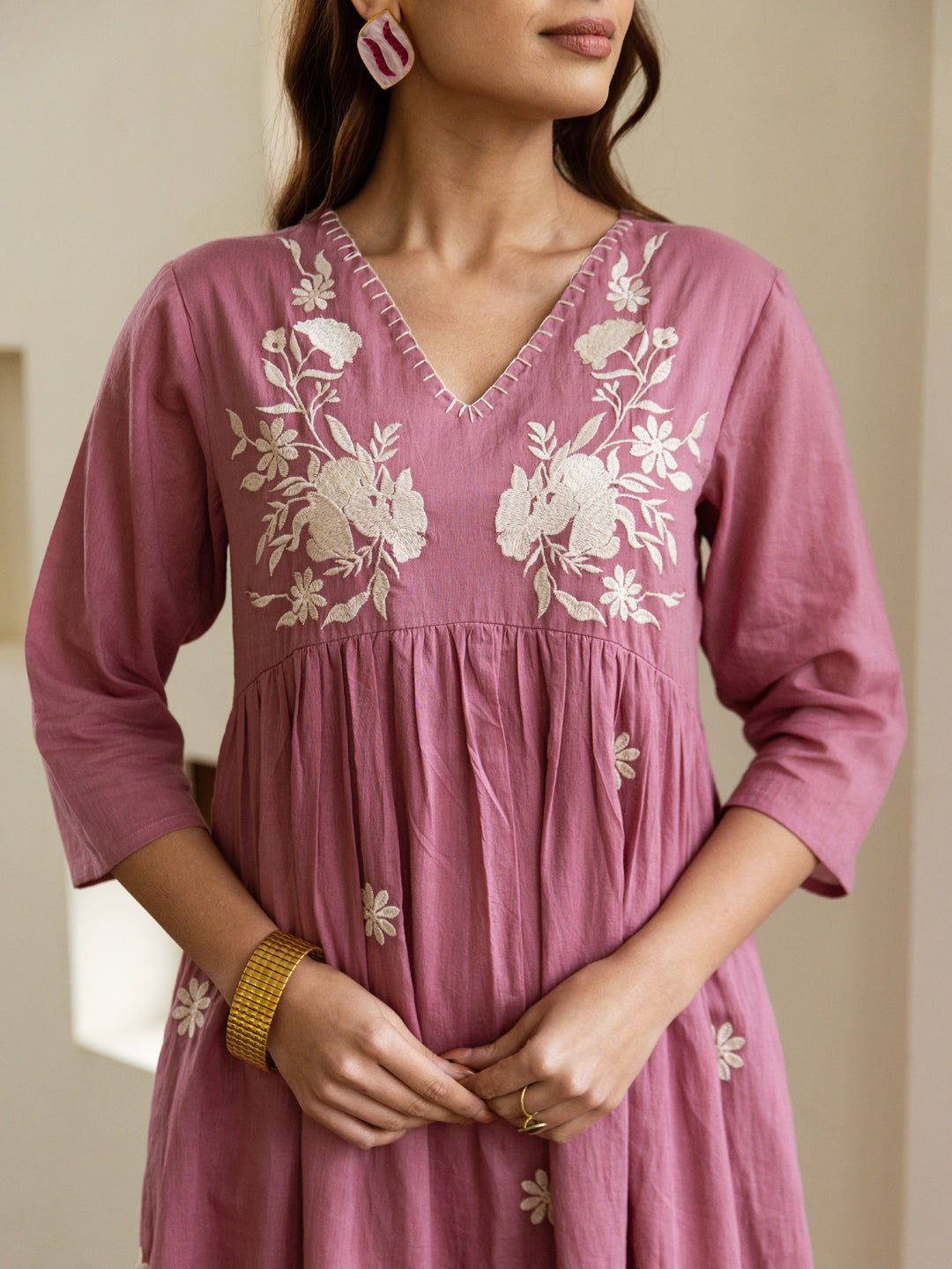 Simon mauve embroidery dress