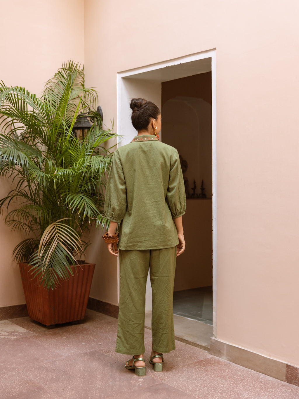 Nila Green Embroidery Co-ord set