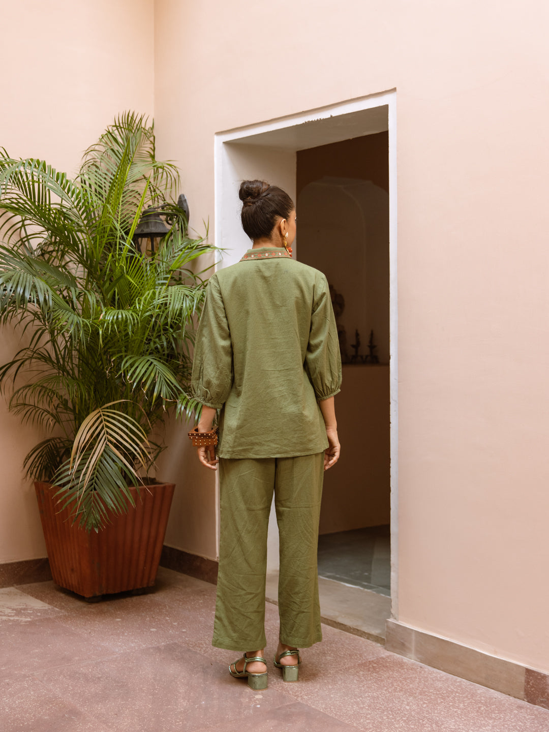 Nila Green Embroidery Co-ord set