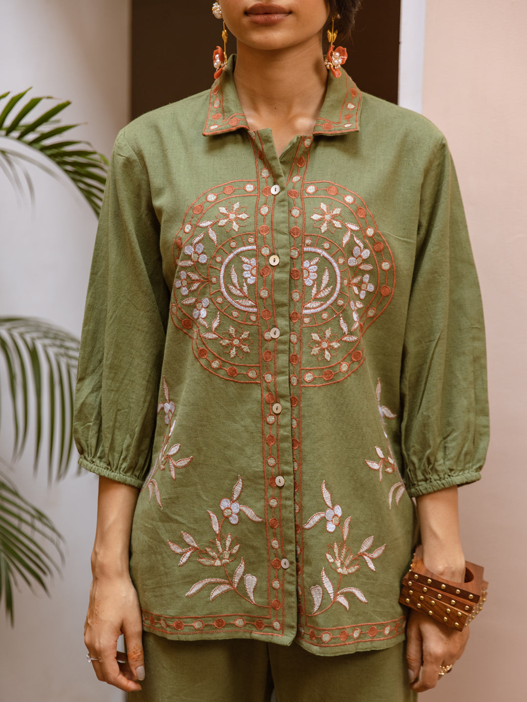 Nila Green Embroidery Co-ord set