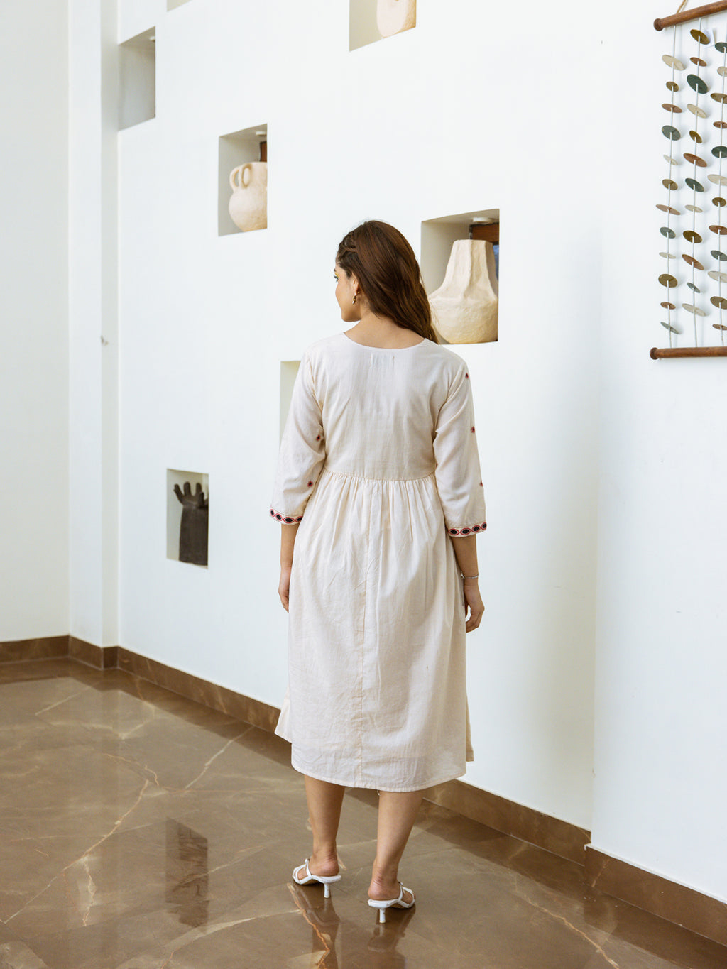 Siam Beige Embroidery Dress